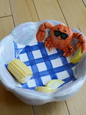 Vintage Ceramic crab boil / lobster bowl made by Lotus